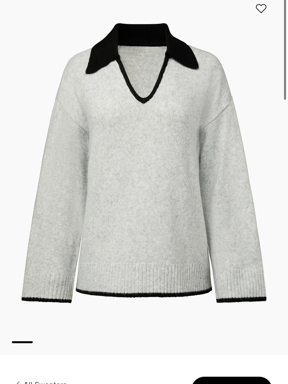 WeWoreWhat Gray Sweater with Black Collar Trim